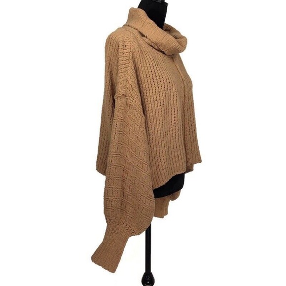 Free People Be Yours Cowl Neck Sweater Oversize Cozy Knit Beige NEW $128 - Picture 3 of 5